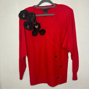 Vintage 80s Faux Wrap Sweater 95% Wool Size Medium